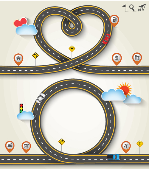Road Traffic schematic vector template 05