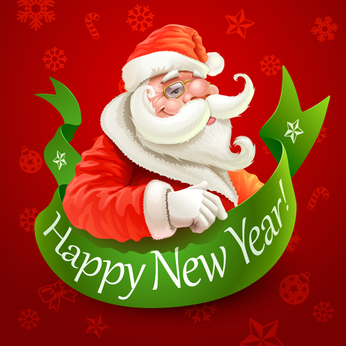 Santa and New Year background vector