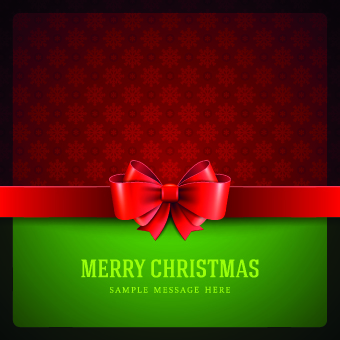 Snowflake pattern Christmas bow cards vector