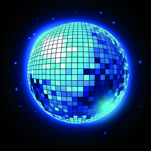 sparkling neon light disco ball background 