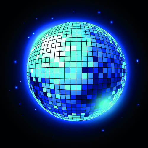 Sparkling disco neon light ball background vector 04
