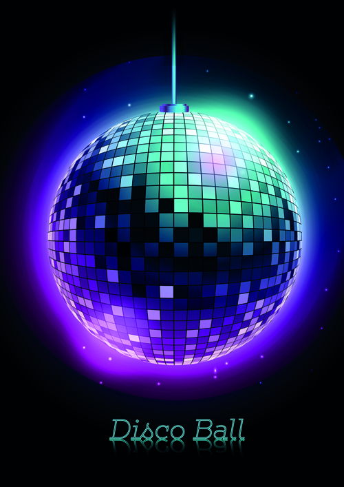 Sparkling disco neon light ball background vector 05