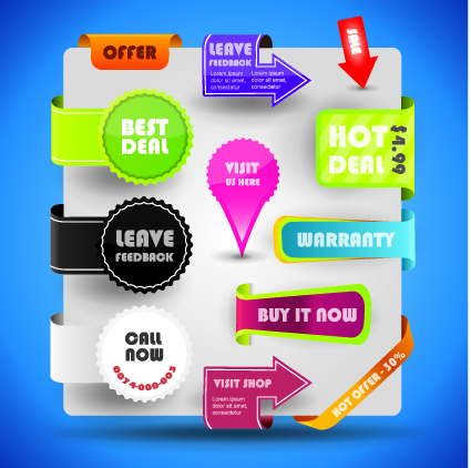Special offer sale labels stickers vector 04