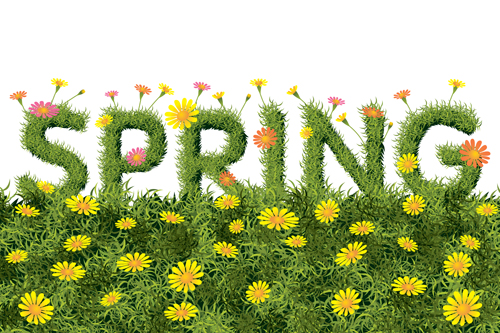 Spring yellow flowers art background