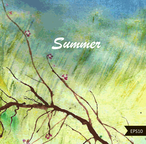 watercolors vector background art 03 Summer watercolors vector background art 03