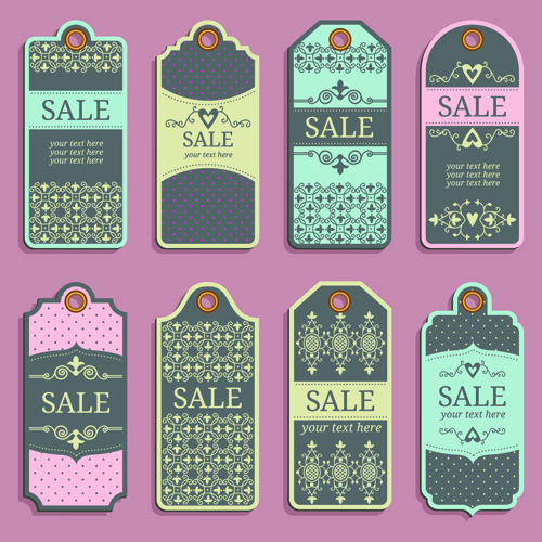 Vintage sale tags creative design set 01