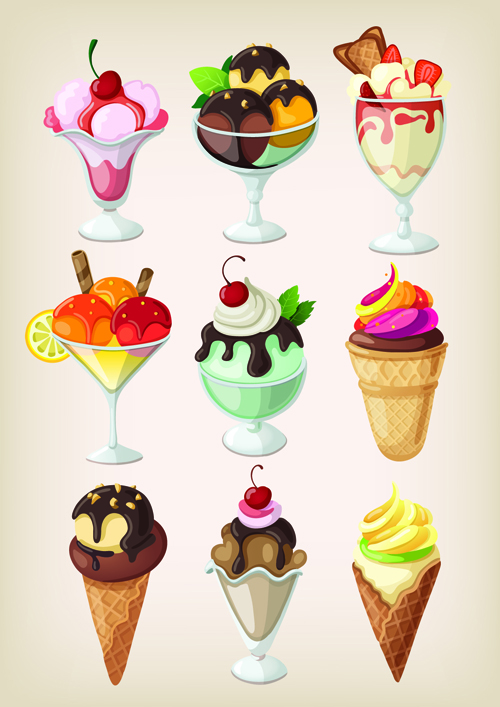 Vector Ice cream icons material set 02