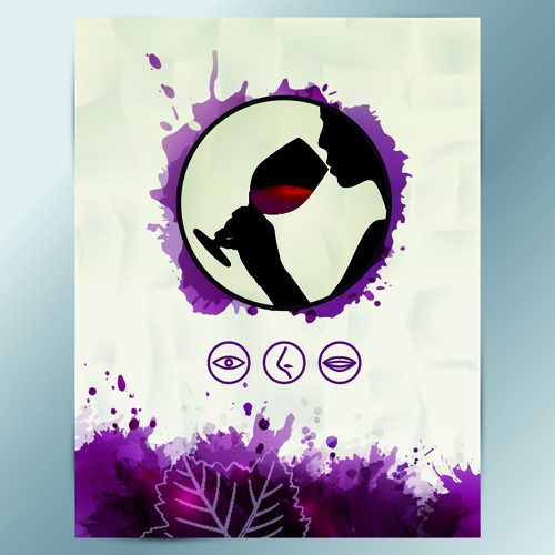 Watercolor wine menu design vector 04