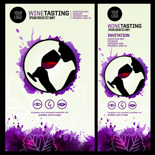Watercolor wine menu design vector 05