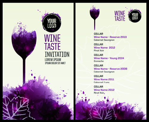 wine watercolor menu 