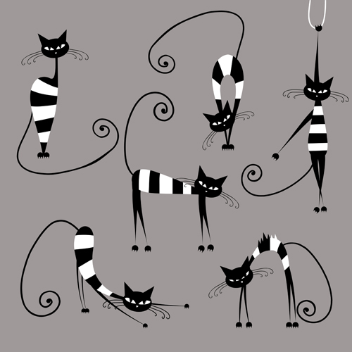 Vector Amusing cats design set 01