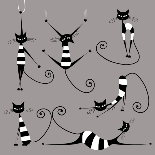 Vector Amusing cats design set 04