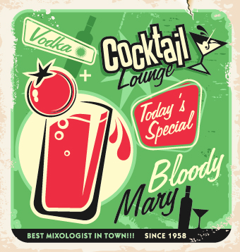 Retro style poster food elements vector 05