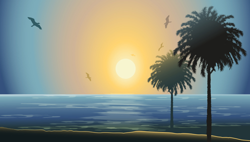 Charming Sea landscape design vector 02