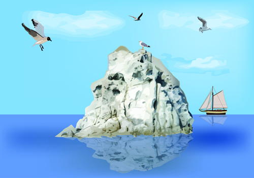 Charming Sea landscape design vector 03