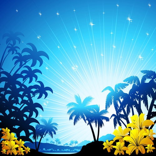 Beautiful Tropic landscape vector 04