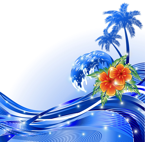 Beautiful Tropic landscape vector 05