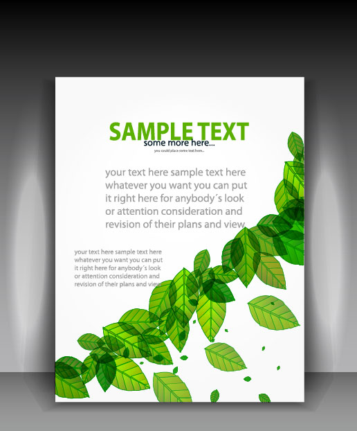 Green leave flyer and cover brochure background vector 04