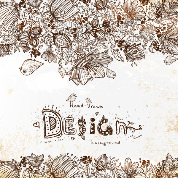 Hand drawn flower vector background art 01