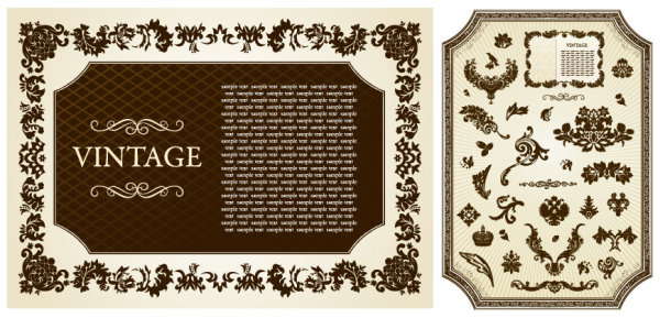 Antique floral frame vector
