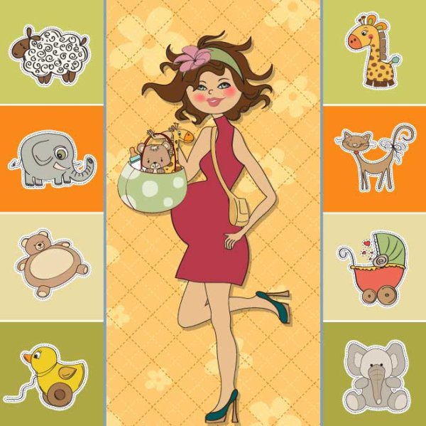 Cartoon Children cards design vector material 02