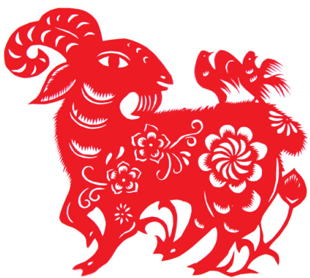 Goat year paper cut vector