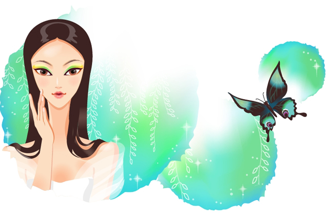 Classical cartoon beautiful girl 2 Vector