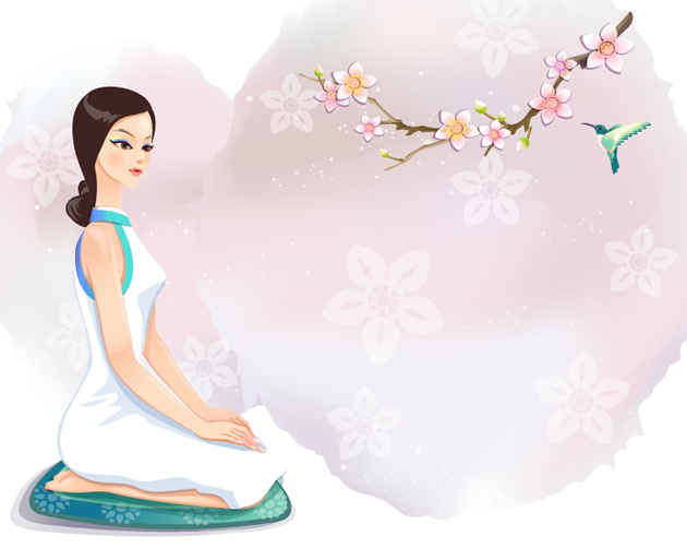 Classical cartoon beautiful girl 6 Vector