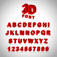 3D red Letters and numbers vector 3D red Letters and numbers vector