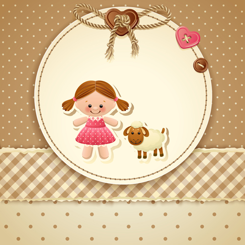 Baby with sheep vector card Baby with sheep vector card