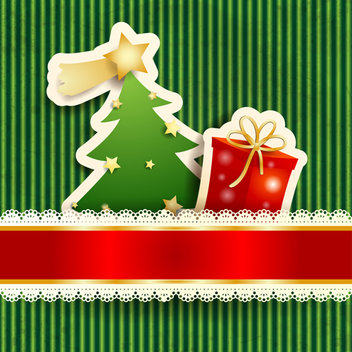 Beautiful lace Christmas elements background vector 03