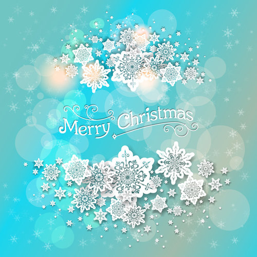 Beautiful snowflake with shiny background vector 02