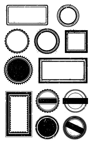 Black grunge stamp borders vector