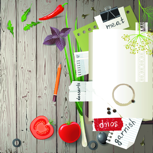 Vegetables with Recipe Book vector graphics 02