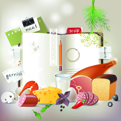 Vegetables with Recipe Book vector graphics 04