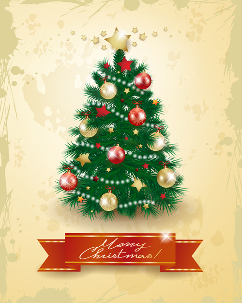 vintage christmas tree christmas background vector background 