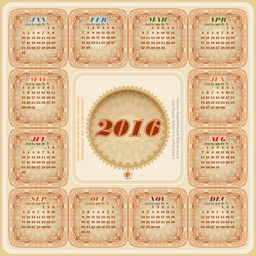 vintage circular calendar 
