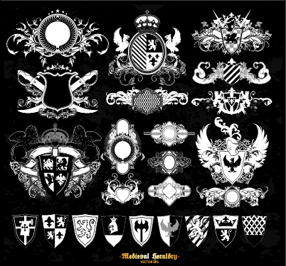 Classical heraldry ornaments vector material 02