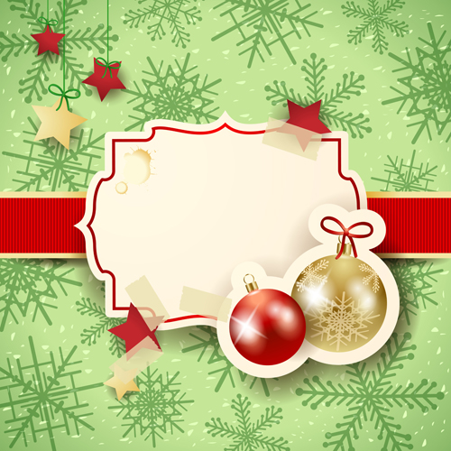 Cute Christmas cards with frame vector set 06