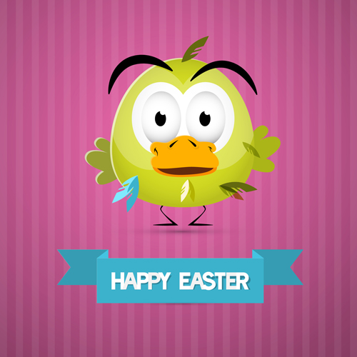 Cute animal with easter cards vector 05