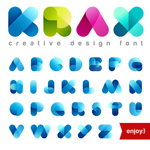 Cute transparent font vector material