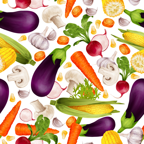 vegetable seamless pattern elements different 