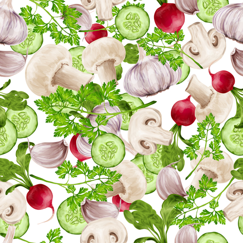 vegetable seamless pattern elements different 