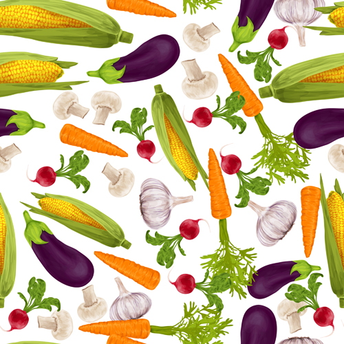 vegetable seamless pattern different 