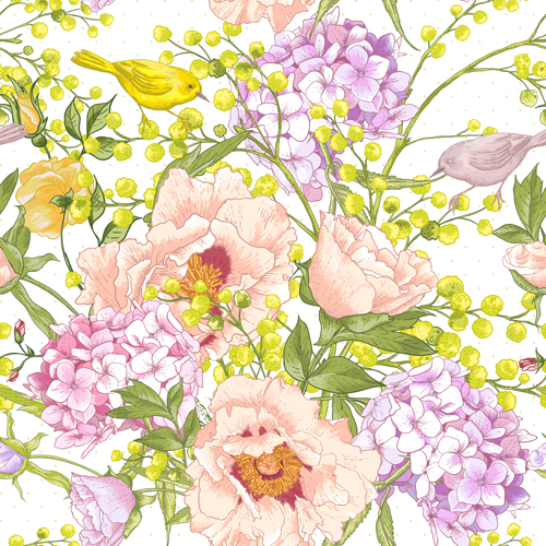 Drawing spring flower vector background art 02