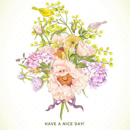Drawing spring flower vector background art 03