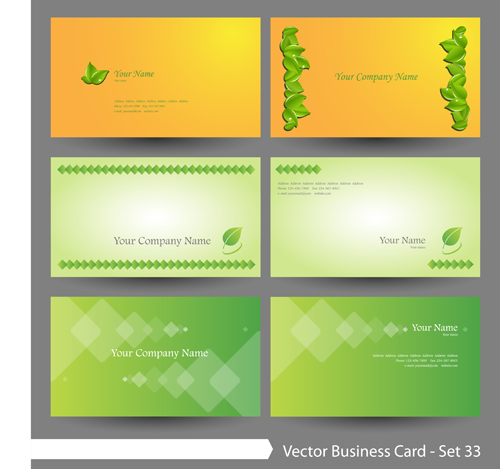 Elegant green natural business cards vector 01