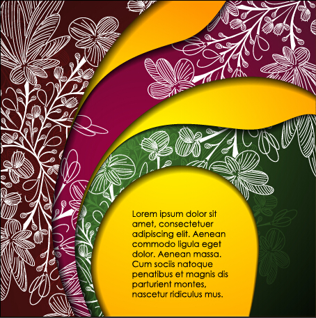 Floral layer background art vector 01