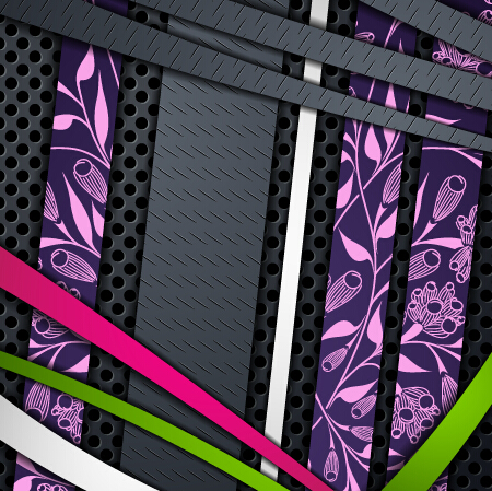 Floral layer background art vector 04