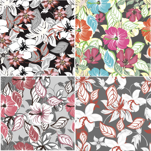 Flower vintage vector seamless pattern set 01 Flower vintage vector seamless pattern set 01